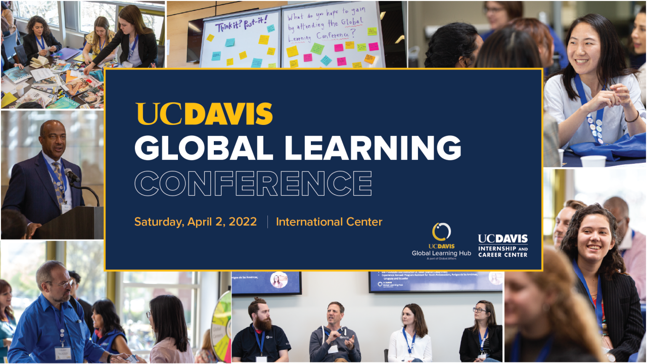 Graphic with text: UC Davis Global Learning Conference