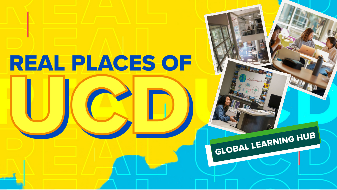 Graphic with text: Real Places of UCD