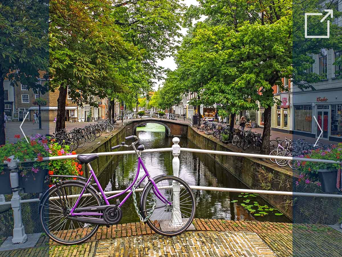 Photo of a bike bridge in Amsterdam