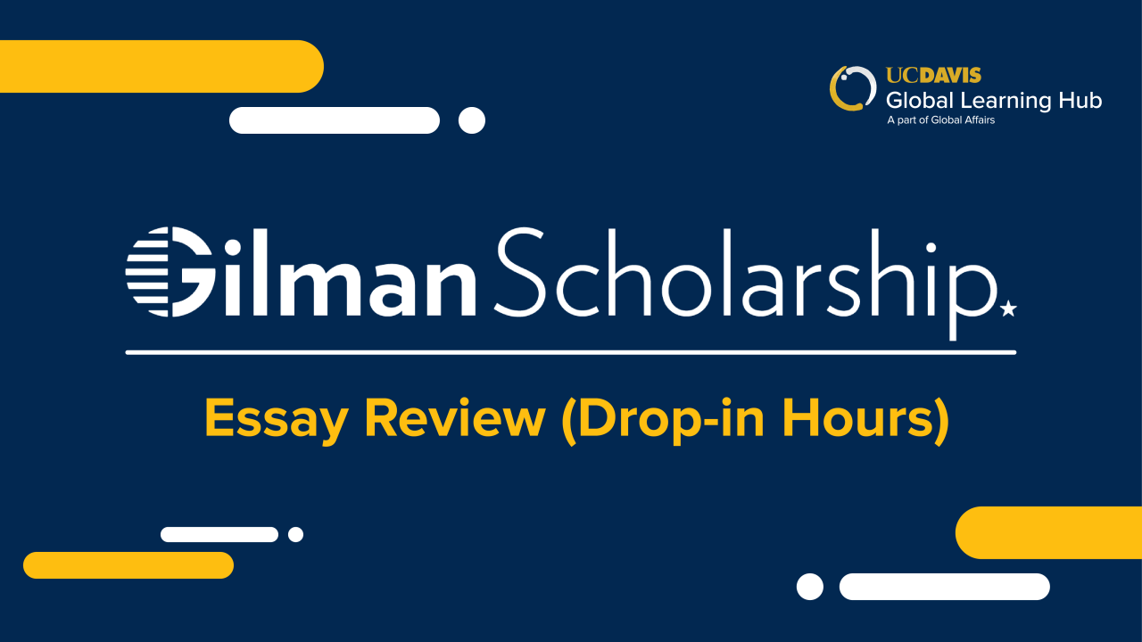 Graphic with text: Gilman Scholarship - Essay Review