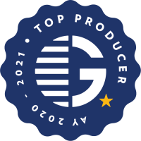 Badge graphic with text: Top Producer 2020-21