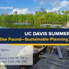 Graphic with text: "UC Davis Summer Abroad Paradise Found—Sustainable Planning and Design"