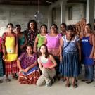 Graduate student Madeline Weeks and Karla Rueda McNeil of Cru Chocolate pose with members of the Red de Mujeres, a women's network in Guatemala