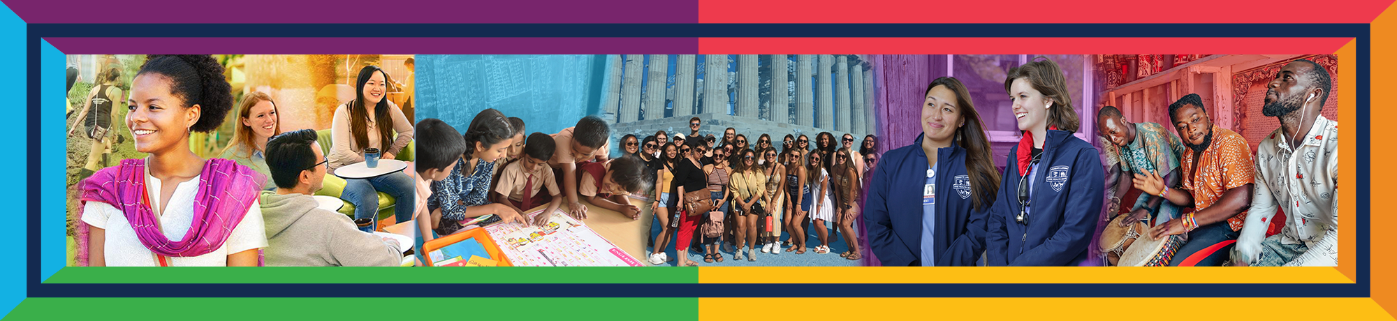 Page header graphic - Image includes multiple students engaging in global learning across the globe and locally.