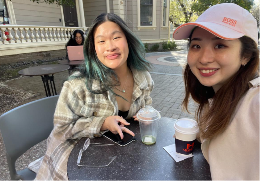 Kiara spending time with her language learning partners