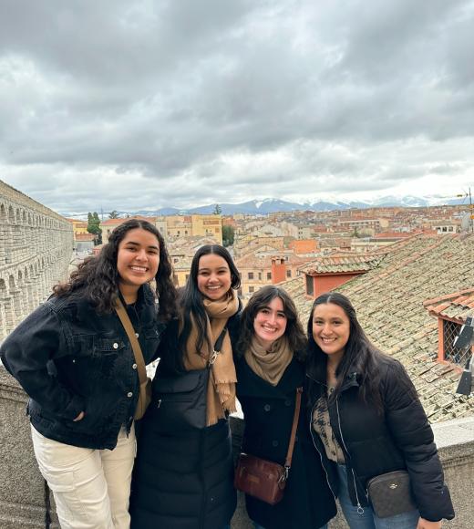 Kate with her flat mates and friends near the Segovia Aqueduct in Segovia, Spain.